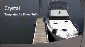  Presentation with cabin - Presentation theme having radar boat - white cabin cruiser berthed next background and a  colored foreground