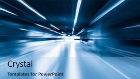  Presentation with tunnel - Presentation theme with radial - blue color tunnel car driving background and a light blue colored foreground