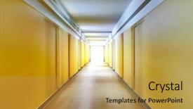  Presentation with motion - Cool new slide deck with radial - plain corridor of a hospital backdrop and a yellow colored foreground