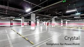  Presentation with empty - Cool new PPT layouts with radial arrows - empty underground parking backdrop and a light gray colored foreground
