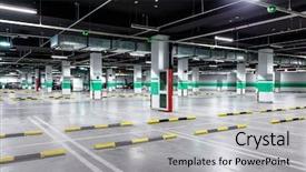  Presentation with empty - Slide deck enhanced with radial arrows - empty underground parking background and a light gray colored foreground