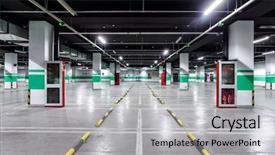  Presentation with empty - Amazing PPT theme having radial arrows - empty underground parking backdrop and a light gray colored foreground