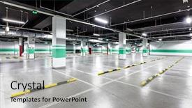 Presentation with empty - Slide set consisting of radial arrows - empty underground parking background and a light gray colored foreground