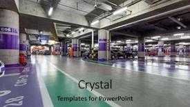  Presentation with traffic engineering parking - Beautiful slide set featuring radial arrows - underground parking aisle backdrop and a seafoam green colored foreground