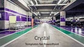  Presentation with airline industry airport parking aircraft - Beautiful PPT layouts featuring radial arrows - underground parking aisle backdrop and a light gray colored foreground