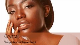  Presentation with african american talent show - PPT theme enhanced with radiance brown - attractive african american woman closeup background and a  colored foreground