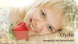  Presentation with rose flower - Cool new presentation theme with radiance treatment - close-up woman face with rose backdrop and a coral colored foreground