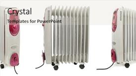  Presentation with electric - Colorful presentation theme enhanced with radiant - oil electric radiator heater isolated backdrop and a soft green colored foreground