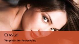  Presentation with makeup brushes and make up - Slide deck consisting of radiant - portrait of beautiful girl background and a red colored foreground