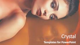  Presentation with makeup brushes and make up - Presentation theme having radiant - portrait of beautiful girl background and a  colored foreground