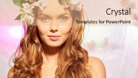  Presentation with floral - PPT theme with radiant beauty in floral wreath background and a coral colored foreground