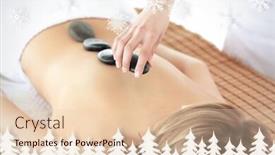  Presentation with snowflakes - Slide deck having radiant woman having a stone therapy against fir tree forest and snowflakes background and a lemonade colored foreground