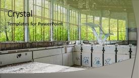  Presentation with swimming pool - Presentation design featuring radiation aging - abandoned swimming pool in sports background and a  colored foreground