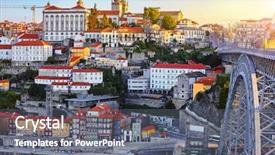  Presentation with view of the old port - Colorful slide deck enhanced with radiation aging - porto portugal evening sunset picturesque backdrop and a gray colored foreground