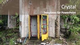  Presentation with abandoned - Slides featuring radiation aging - rusty yellow telephote booth background and a  colored foreground