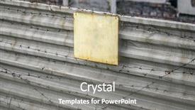  Presentation with gloomy - Presentation design featuring radiation dose - empty signboard on gloomy fence background and a gray colored foreground