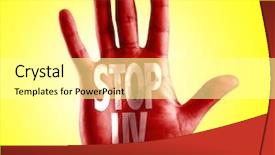  Presentation with stop the violence - Slide set featuring radiation effects - stop uv written on hand background and a white colored foreground