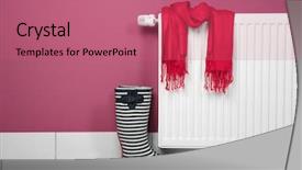  Presentation with pink - Amazing PPT layouts having energy optimization - gumboots and scarf near heating backdrop and a coral colored foreground