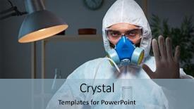  Presentation with scientist - Amazing slide deck having radiation hazard - young make scientist working backdrop and a light blue colored foreground