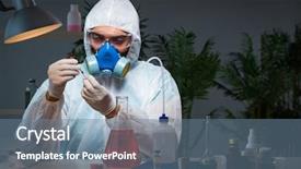  Presentation with radiation - Colorful PPT theme enhanced with radiation hazard - young make scientist working backdrop and a seafoam green colored foreground