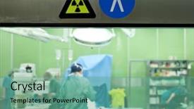  Presentation with busy - PPT layouts featuring radiation symbol - warning signs on door background and a seafoam green colored foreground