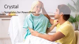  Presentation with wife - Presentation theme featuring radiation therapy - husband looking after wife background and a sky blue colored foreground