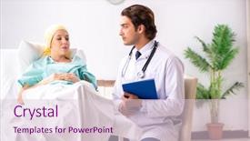  Presentation with radiation - Presentation consisting of radiation therapy - young handsome doctor visiting female background and a lemonade colored foreground