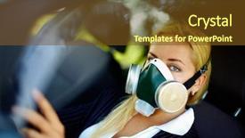  Presentation with polluted - Slides enhanced with radiator car - photo of blond female breathing background and a tawny brown colored foreground