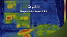  Presentation with radiator car - Beautiful slide set featuring radiator car - thermal image of two houses backdrop and a navy blue colored foreground