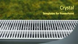  Presentation with green lawn - PPT theme consisting of radiator mesh green lawn background background and a tawny brown colored foreground