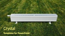 Presentation with green lawn - Beautiful presentation theme featuring radiator on green lawn ecological backdrop and a tawny brown colored foreground