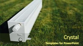  Presentation with green lawn - Colorful presentation theme enhanced with radiator on green lawn ecological backdrop and a tawny brown colored foreground