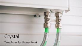  Presentation with water pipe - Theme featuring radiator with bottom connection pipe background and a light gray colored foreground