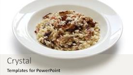  Presentation with italian cuisine - Presentation design having radicchio-al-risotto-italian-cuisine background and a soft green colored foreground