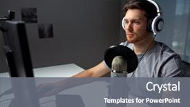 Presentation with entertainment - Beautiful presentation theme featuring internet radio - technology gaming entertainment let's play backdrop and a gray colored foreground