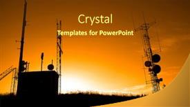  Presentation with radio communication - Audience pleasing PPT theme consisting of radio-and-cellular-cell-broadcast backdrop and a tawny brown colored foreground