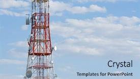  Presentation with radio tower - Cool new presentation theme with radio base station - bottom view of a telecommunications backdrop and a  colored foreground