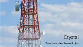  Presentation with radio tower - Cool new theme with radio base station - bottom view of a telecommunications backdrop and a light blue colored foreground