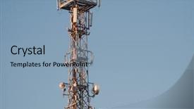  Presentation with antenna - PPT theme consisting of radio base station - communications antenna tower repeater equipment background and a light blue colored foreground