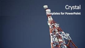  Presentation with radio tower - Colorful slide deck enhanced with radio base station - telecommunications tower with clear blue backdrop and a ocean colored foreground