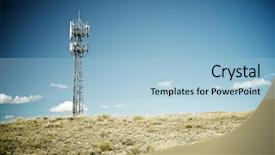  Presentation with telecommunications - Slide deck enhanced with radio base station - telecommunications tower with clear blue background and a light blue colored foreground