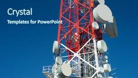  Presentation with blue sky - Audience pleasing PPT theme consisting of radio base station - telecommunications tower with clear blue backdrop and a ocean colored foreground