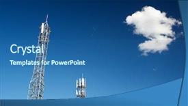  Presentation with blue sky - Colorful presentation design enhanced with radio base station - telecommunications towers with clear blue backdrop and a  colored foreground
