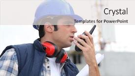  Presentation with foreman - Presentation design enhanced with radio communications - foreman giving instructions through his background and a light gray colored foreground