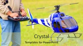  Presentation with helicopter - Beautiful PPT layouts featuring radio controlled helicopter scale-model backdrop and a yellow colored foreground