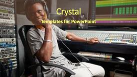  Presentation with radio - Slide set consisting of radio dj background and a tawny brown colored foreground