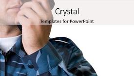  Presentation with frequency - Cool new PPT theme with radio frequency - transmitter at guard hands closeup backdrop and a lemonade colored foreground