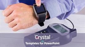  Presentation with smart watch red - Slide set with radio frequency identification - man using smart watch background and a  colored foreground