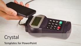  Presentation with pay - PPT layouts having radio frequency identification - man using smartphone to express background and a  colored foreground