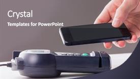  Presentation with pay - Beautiful PPT theme featuring radio frequency identification - man using smartphone to express backdrop and a  colored foreground